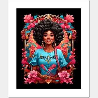 Black Girl Happy Valentines Day retro vintage design Posters and Art